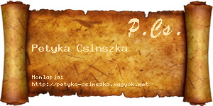 Petyka Csinszka névjegykártya